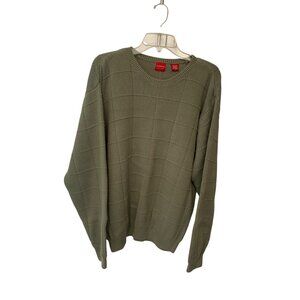 Arrow Mens Size Large Sweater Pull over Long Sleeve Diamon Olive Grean Crew Neck